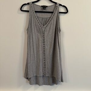 Women’s White House Black Market Gray Embellished Sleeveless blouse size medium